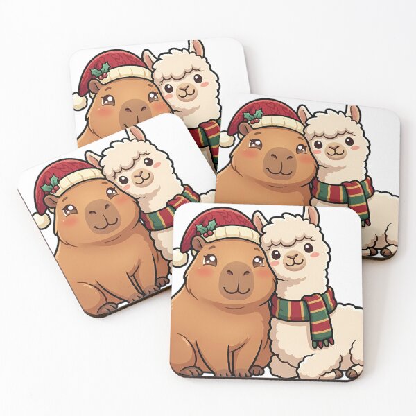 Item preview, Cute Capybara and Alpaca Christmas Friends designed and sold by pumsquare.