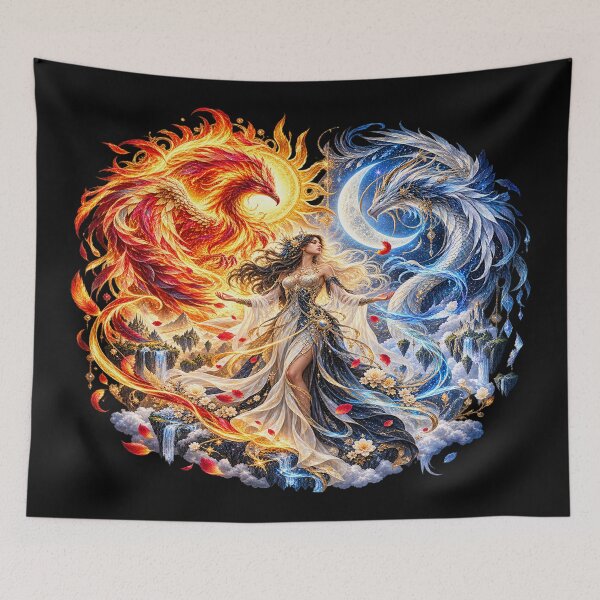 Item preview, Solar Lunar Goddess – Fire and Ice Fantasy designed and sold by TroviTutto.