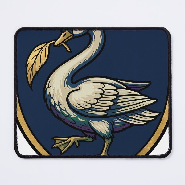 Item preview, Gothic Illuminated Bestiary - Swan with Gilded Willow Leaf - Heraldic Shield Charge designed and sold by IllumeInk.