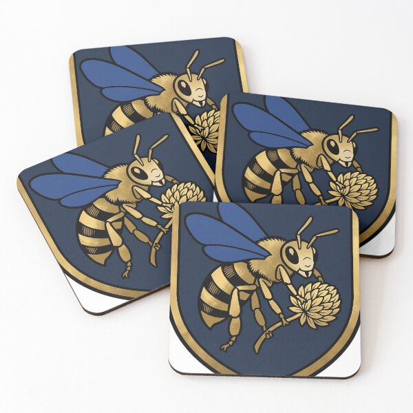 Item preview, Gothic Illuminated Bestiary - Honey Bee with Gilded Clover Flower - Heraldic Shield Charge designed and sold by IllumeInk.
