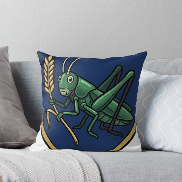 Item preview, Gothic Illuminated Bestiary - Grasshopper with Gilded Rye Stalk - Heraldic Shield Charge designed and sold by IllumeInk.