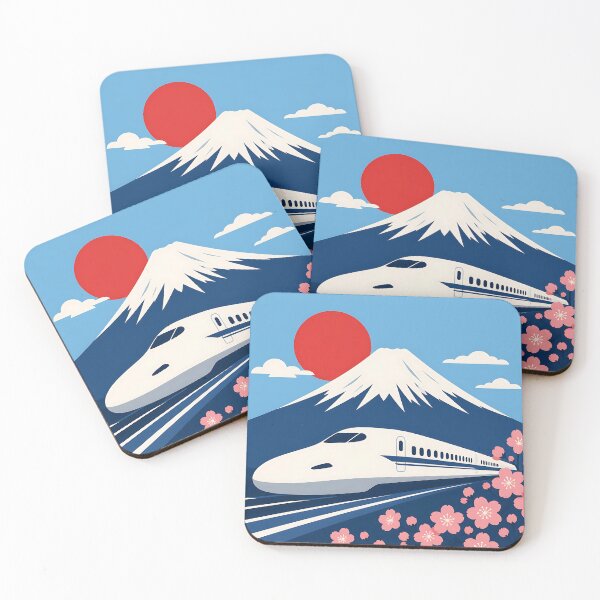 Item preview, Mount Fuji Shinkansen Bullet Train Rising Sun Cherry Blossom designed and sold by KenkonittekiTT.