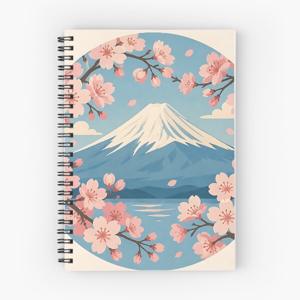 Item preview, Mount Fuji and Cherry Blossoms Japanese Landscape Spring Art designed and sold by KenkonittekiTT.