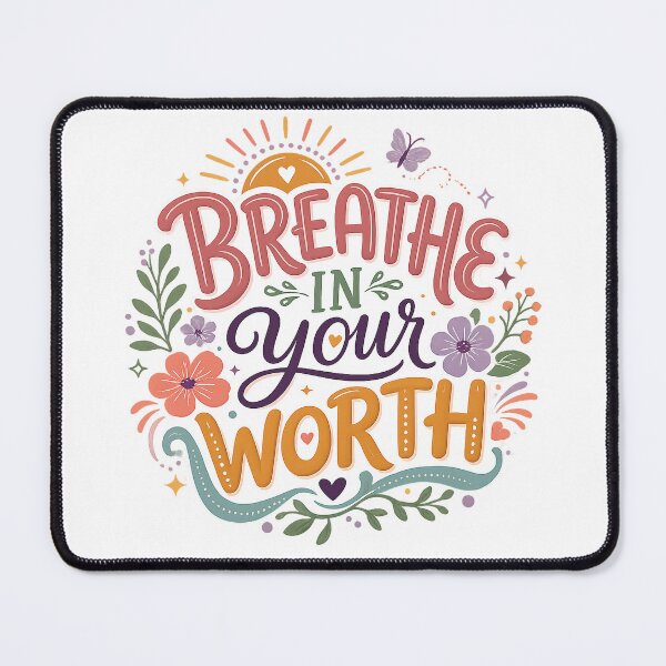 Item preview, Breathe In Your Worth Self Love Floral Inspirational Quote Design designed and sold by inkoutninja.