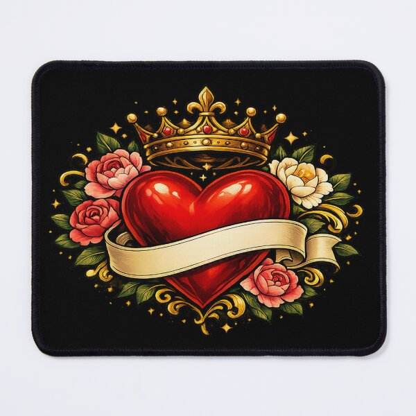 Item preview, Crowned Heart and Roses – Vintage Love Tattoo designed and sold by TroviTutto.