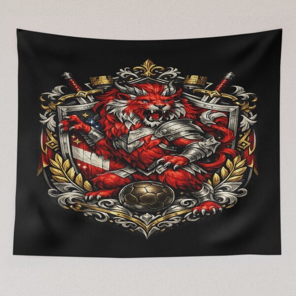 Item preview, Crimson Lion Football Guardian – Medieval Fantasy Emblem designed and sold by TroviTutto.