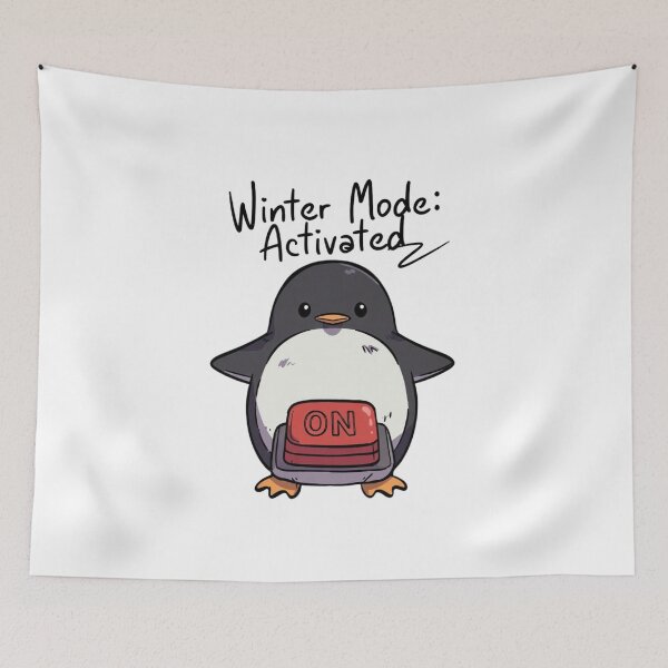 Item preview, Winter Mode Activated Penguin Red On Button designed and sold by EcoArtTees.