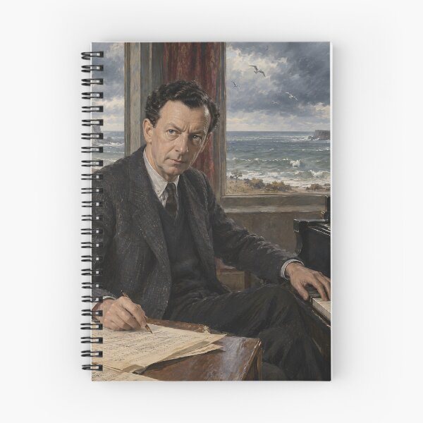 Item preview, English Modernist Master: Benjamin Britten Vintage Oil Painting - Sea, Stage & Song designed and sold by DoReMiStudio.