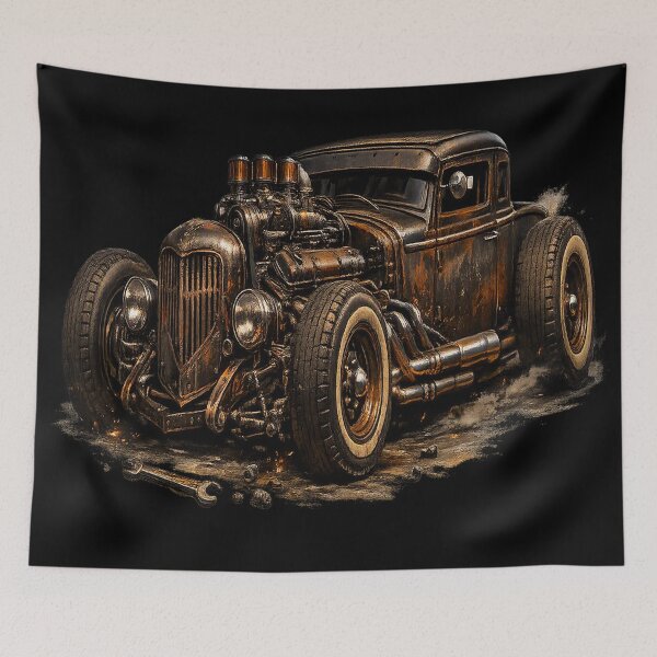 Item preview, Vintage Rat Rod – Rust & Steel Hot Rod Garage designed and sold by TroviTutto.