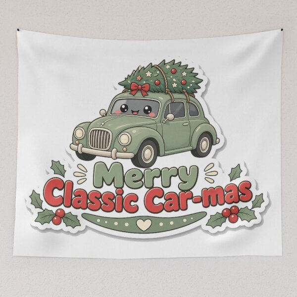 Aperçu de l'œuvre Classic Car Christmas Merry Classic Car-mas Gift créée et vendue par Soft Merch.