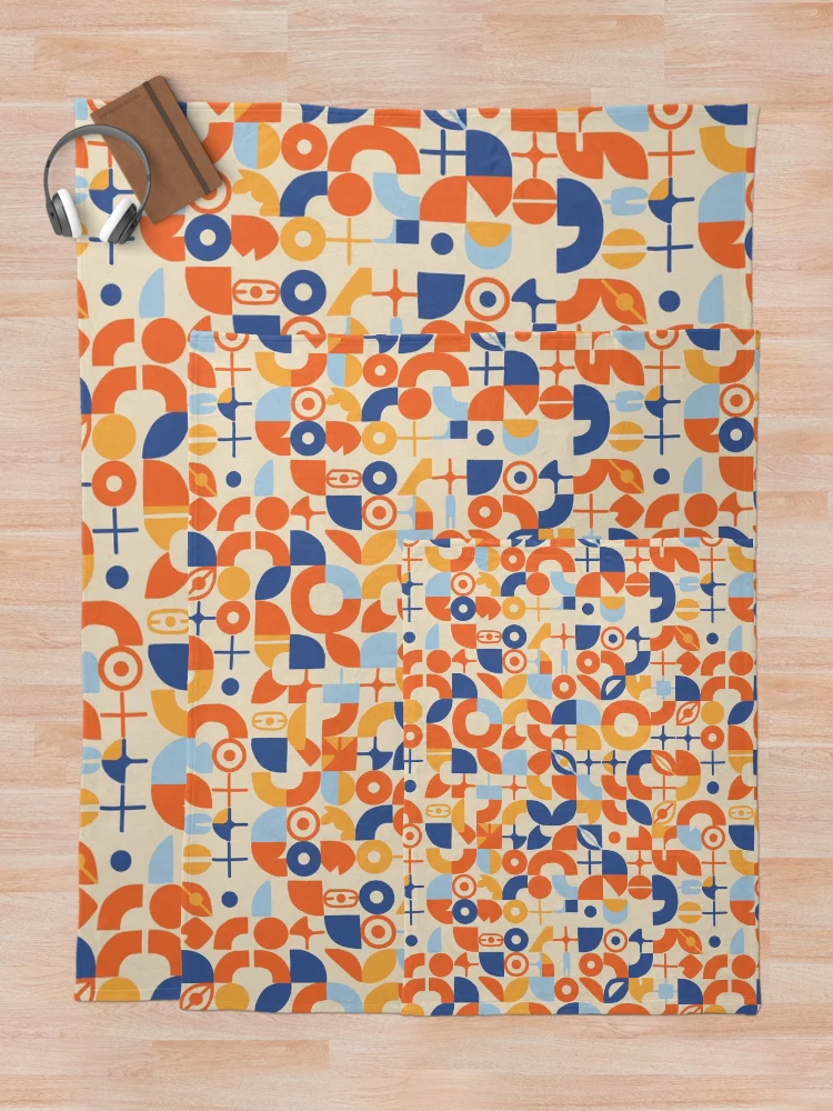 Thumbnail 5 of 6, Throw Blanket, Colorful Abstract Mid Century Geometric Seamless Pattern designed and sold by SbRandomLab.