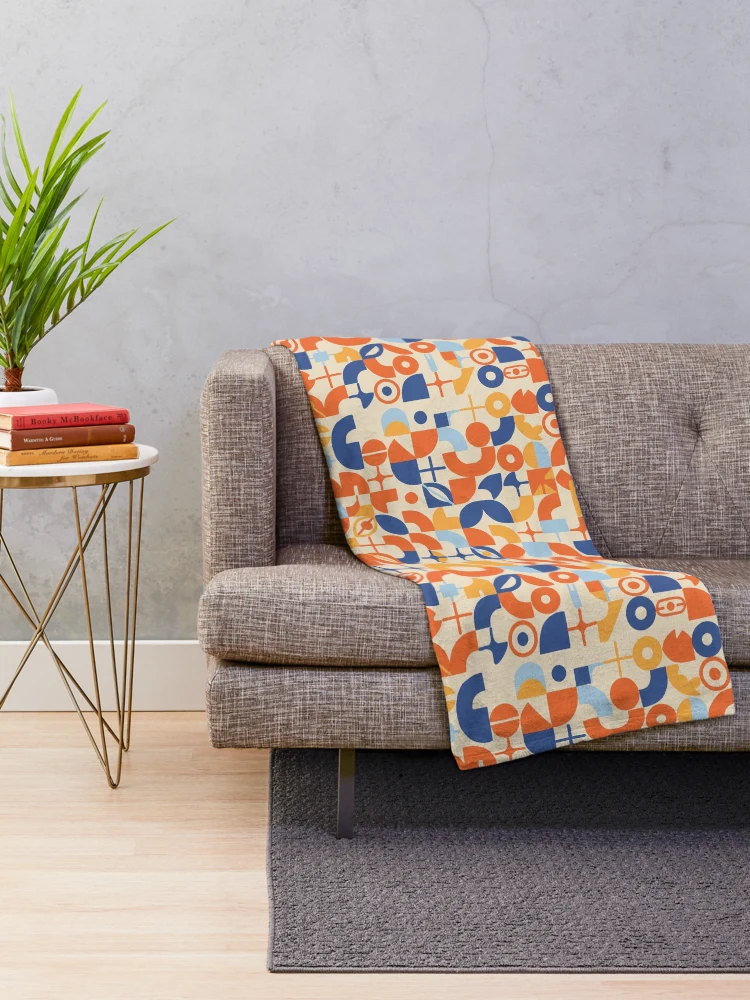 Thumbnail 2 of 6, Throw Blanket, Colorful Abstract Mid Century Geometric Seamless Pattern designed and sold by SbRandomLab.