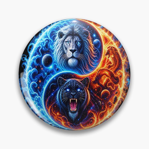 Item preview, Cosmic Yin Yang Lion & Panther – Fire and Ice designed and sold by TroviTutto.