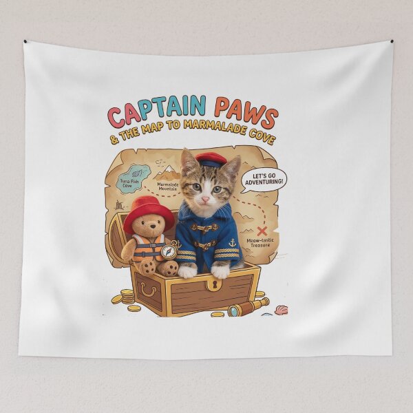 Item preview, Captain Paws & The Map To Biscuit Hill - Cute Adventure Kitten designed and sold by MeliMedO Art.
