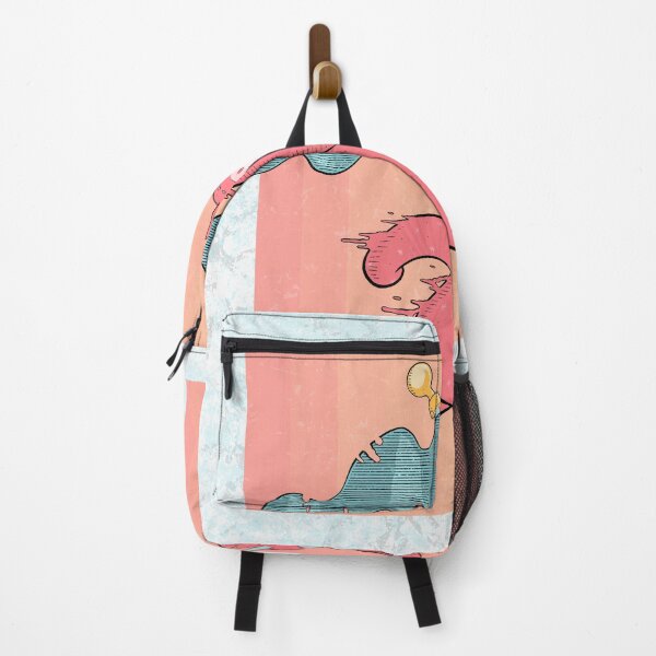 Item preview, Charging Flagbearer — Pink Cat Creature with Tattered Blue Flag Art designed and sold by DRP-art.