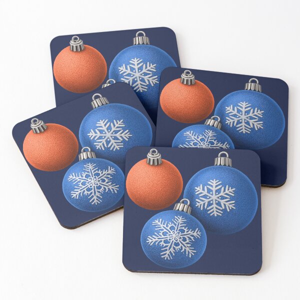 Item preview, Festive Blue Snowflake and Orange Christmas Ornaments designed and sold by colorful-white.