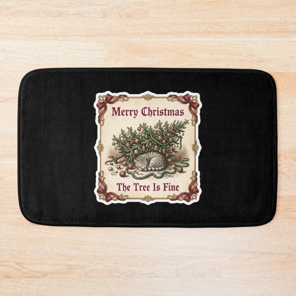 Item preview, Funny Vintage Cat Christmas — The Tree Is Fine designed and sold by TheCalmEdit.