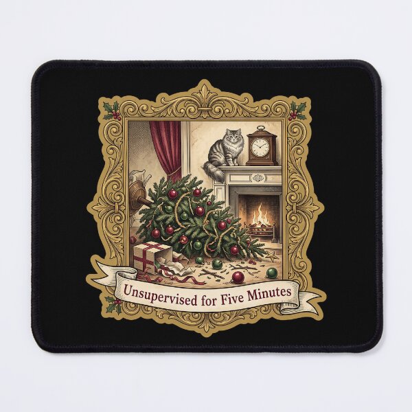 Item preview, Cat Christmas Card — Unsupervised for Five Minutes designed and sold by TheCalmEdit.