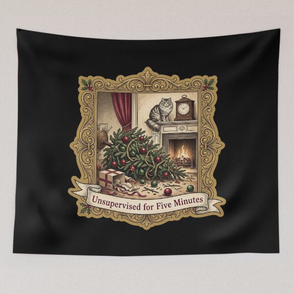 Item preview, Cat Christmas Card — Unsupervised for Five Minutes designed and sold by TheCalmEdit.