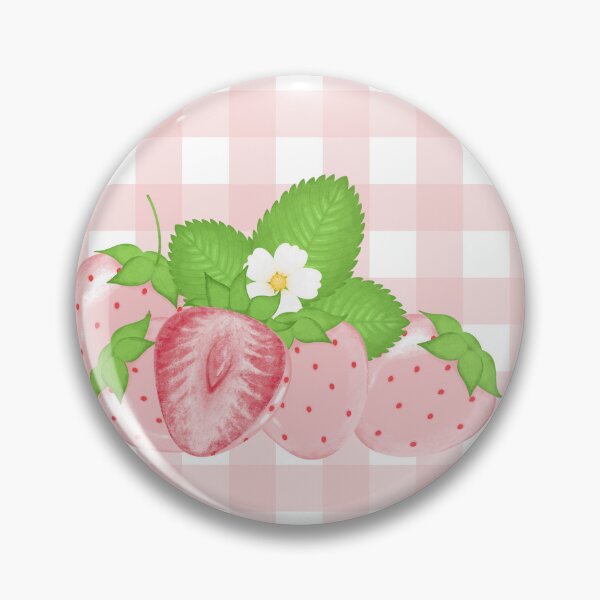 Item preview, Pink Strawberry Gingham – Cute Cottagecore Strawberry Floral Illustration designed and sold by Sondosyazanart.