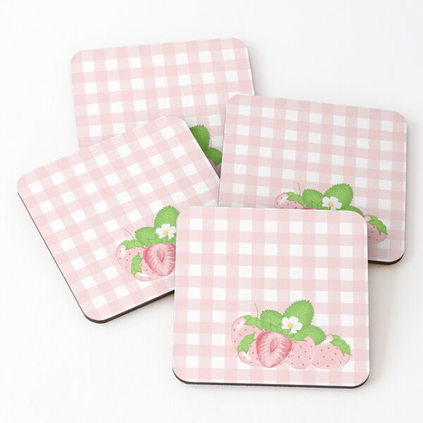 Item preview, Pink Strawberry Gingham – Cute Cottagecore Strawberry Floral Illustration designed and sold by Sondosyazanart.