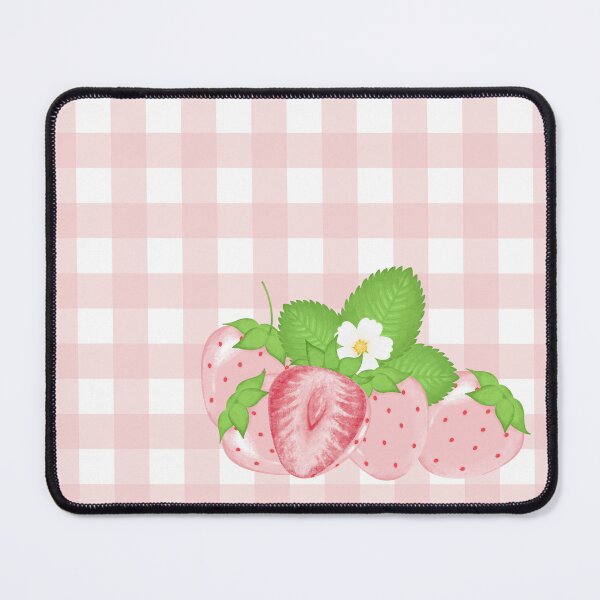 Item preview, Pink Strawberry Gingham – Cute Cottagecore Strawberry Floral Illustration designed and sold by Sondosyazanart.