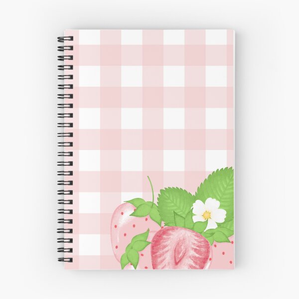 Aperçu de l'œuvre Motif vichy rose fraise – Illustration florale de fraises style cottagecore adorable créée et vendue par Sondosyazanart.