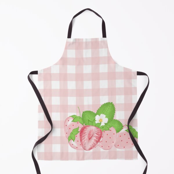 Aperçu de l'œuvre Motif vichy rose fraise – Illustration florale de fraises style cottagecore adorable créée et vendue par Sondosyazanart.