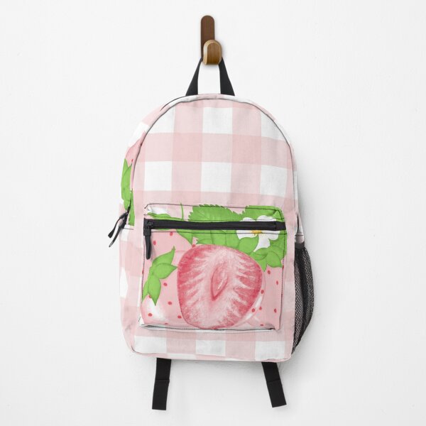 Item preview, Pink Strawberry Gingham – Cute Cottagecore Strawberry Floral Illustration designed and sold by Sondosyazanart.