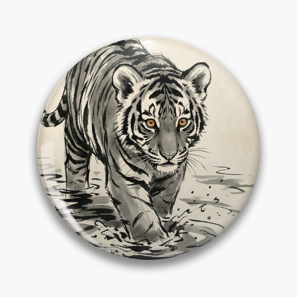 Item preview, Traditional Japanese Ink Wash Tiger Cub designed and sold by Imaginationbeyond.