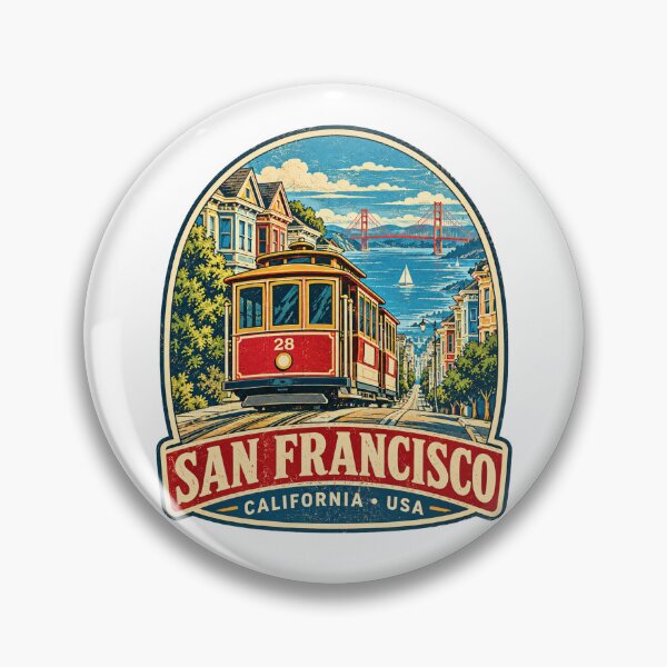 Item preview, San Francisco Cable Car Vintage Travel Badge California designed and sold by Globalcitytees.
