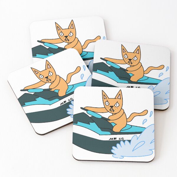 Item preview, MEAN CAT JET SKI - orange designed and sold by motherbrainart.