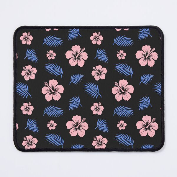 Item preview, Dark Tropical Hibiscus & Blue Palm Leaves | Retro 80s Pastel Pink Floral Pattern | Vintage Summer Beach Aesthetic designed and sold by Chonkz.