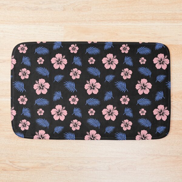 Item preview, Dark Tropical Hibiscus & Blue Palm Leaves | Retro 80s Pastel Pink Floral Pattern | Vintage Summer Beach Aesthetic designed and sold by Chonkz.
