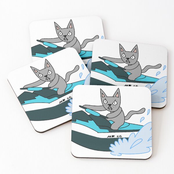 Item preview, MEAN CAT JET SKI - gray designed and sold by motherbrainart.