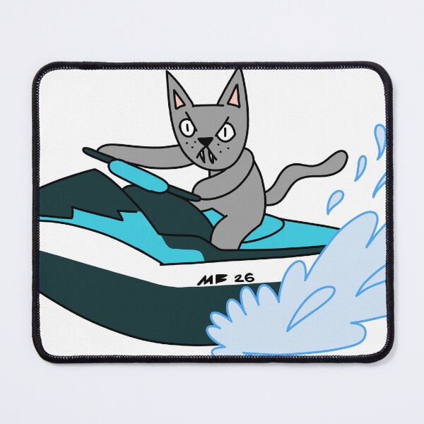 Item preview, MEAN CAT JET SKI - gray designed and sold by motherbrainart.