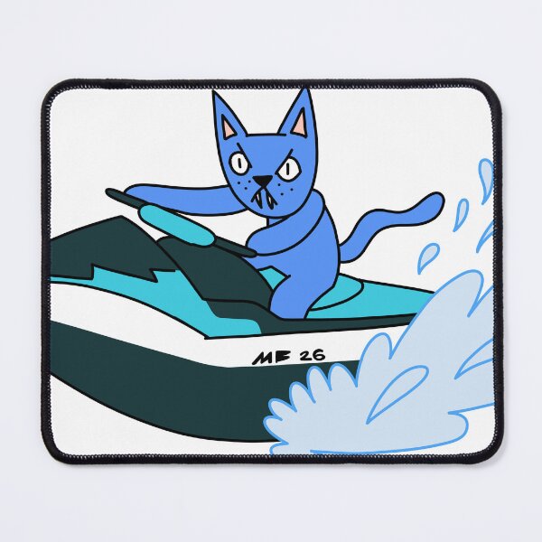 Item preview, MEAN CAT JET SKI - blue designed and sold by motherbrainart.
