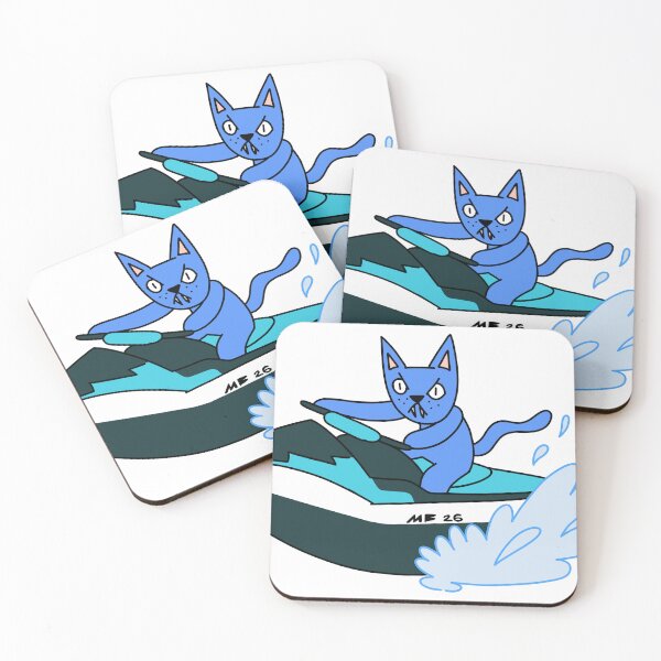 Item preview, MEAN CAT JET SKI - blue designed and sold by motherbrainart.
