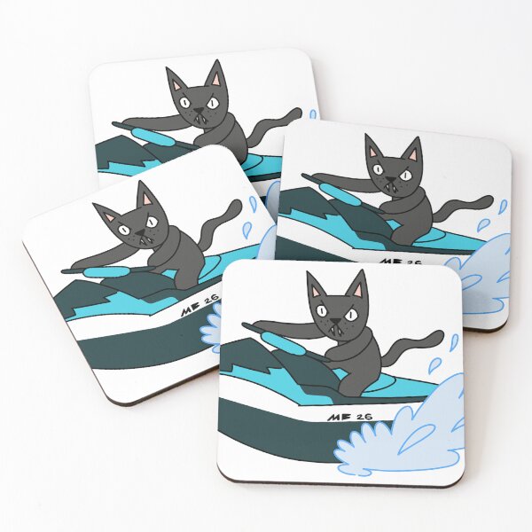 Item preview, MEAN CAT JET SKI - black designed and sold by motherbrainart.