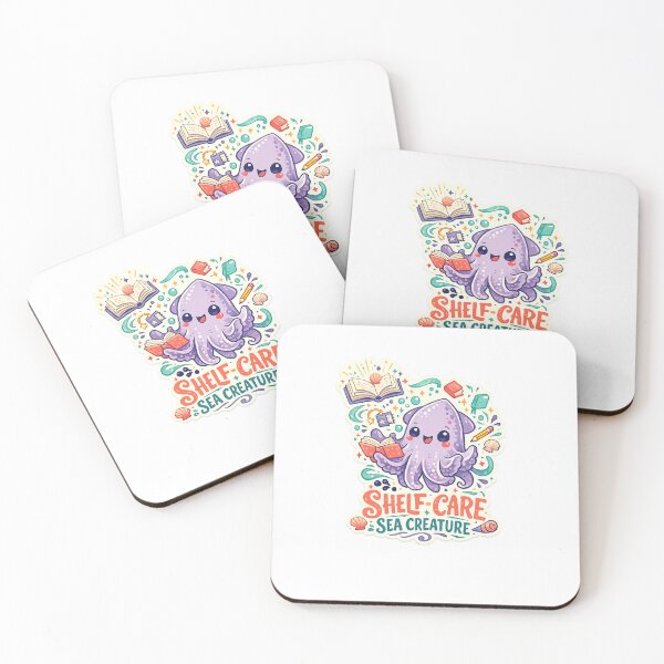 Item preview, Shelf-Care Sea Creature Cute Squid Reading Book Lover Ocean Pun Design designed and sold by inkoutninja.