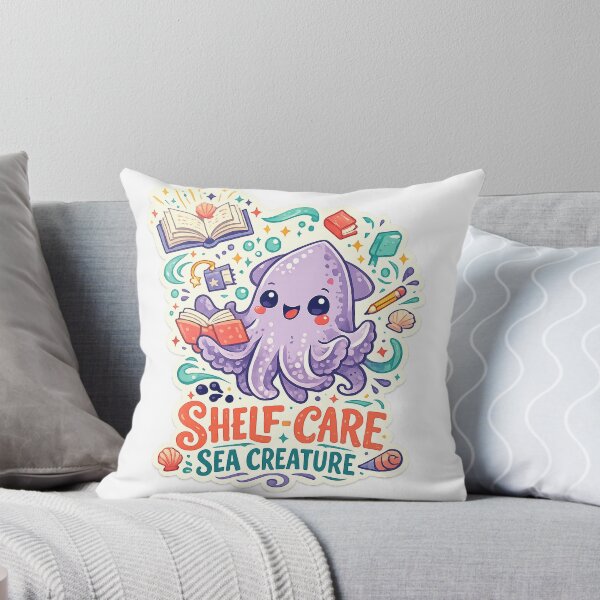 Item preview, Shelf-Care Sea Creature Cute Squid Reading Book Lover Ocean Pun Design designed and sold by inkoutninja.