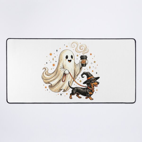 Item preview, Coffee Ghost Dachshund Halloween T-Shirt – Funny Witch Dog Walk designed and sold by elisarasada.