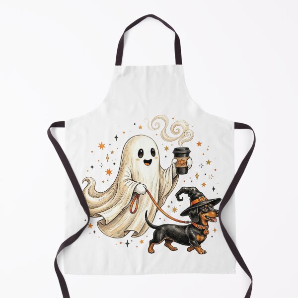 Item preview, Coffee Ghost Dachshund Halloween T-Shirt – Funny Witch Dog Walk designed and sold by elisarasada.