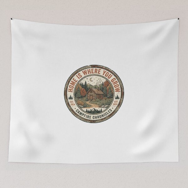 Item preview, Home Is Where You Grow Vintage Log Cabin Badge designed and sold by Sanan Israyilli.