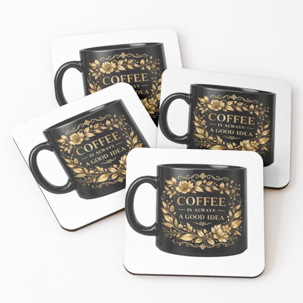 Item preview, Coffee Is Always A Good Idea - Elegant Gold Floral Wreath designed and sold by PrintWavePro.