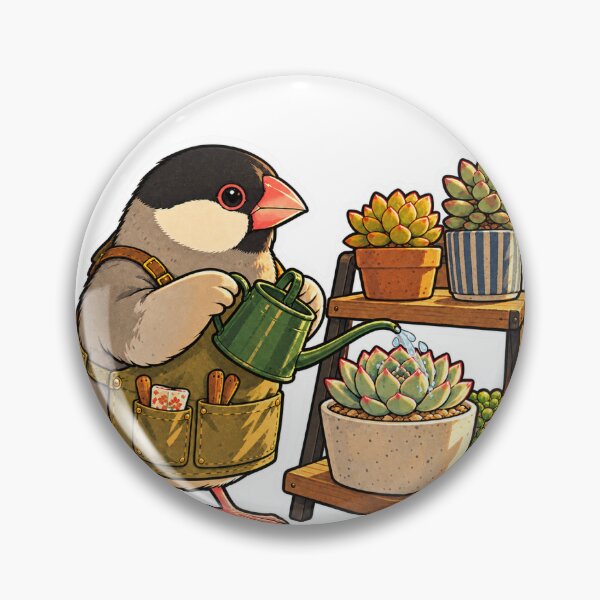 Item preview, Java Sparrow Watering Succulents designed and sold by shiropote.
