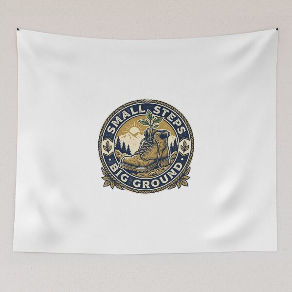 Item preview, Small Steps Big Ground Hiking Boot Seedling Badge designed and sold by Sanan Israyilli.