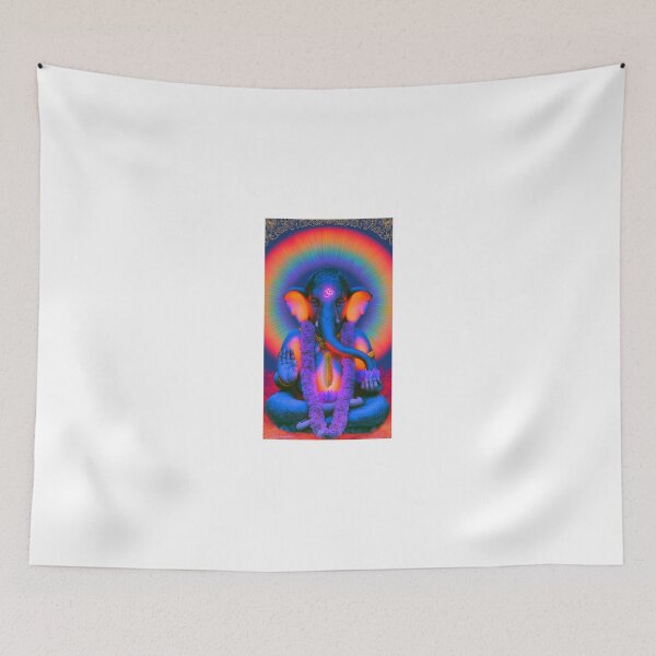 Item preview, Ganesha's Glowing Om Blessing Beneath A Rainbow Halo designed and sold by MongLongStudio.