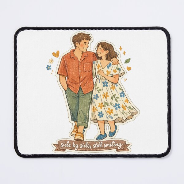 Item preview, Side by Side Still Smiling Cute Couple Love Relationship Anniversary Design designed and sold by inkoutninja.