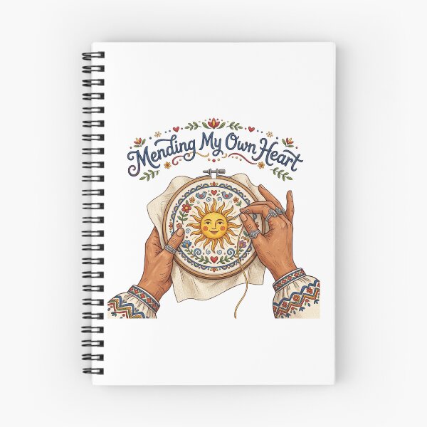 Item preview, Mending My Own Heart Folk Art Embroidery Sun designed and sold by Sanan Israyilli.